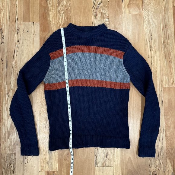 Vintage American Eagle Chunky Lamb Wool Fisherman Sweater Men's Medium - Picture 2 of 7